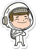 autocollant d'un astronaute de dessin animé heureux vecteur