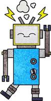 robot de dessin animé de texture grunge rétro vecteur