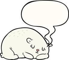 dessin animé ours polaire endormi et bulle de dialogue vecteur