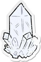 autocollant en détresse d'un cristal de quartz de dessin animé vecteur