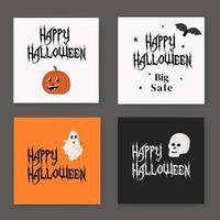 ensemble vectoriel de modèles d'invitation ou d'affiches pour une fête d'halloween, illustration vectorielle. modèle de messages carrés pour les réseaux sociaux