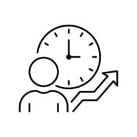 icône de ligne de gestion du temps. pictogramme linéaire de contrôle d'horloge de productivité d'efficacité. icône de contour de calendrier de projet de travail d'entreprise de processus d'optimisation. trait modifiable. illustration vectorielle isolée vecteur