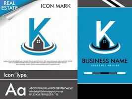 lettre créative abstraite k et logo immobilier minimaliste simple vecteur