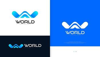 création de logo lettre w moderne dans le concept de dégradé bleu. logo abstrait w initial pour entreprise commerciale et technologique vecteur