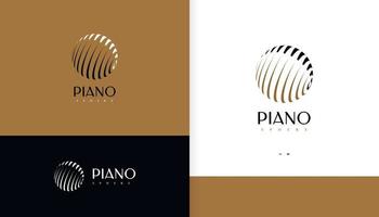 logo de piano abstrait avec concept de sphère. logo ou icône de pictogramme de piano. convient aux logos de marque de musique et de magasin vecteur