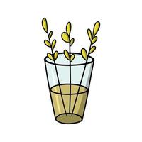 brindilles simples avec des feuilles d'automne dans un grand vase en verre, illustration vectorielle en style cartoon sur fond blanc vecteur