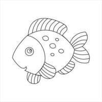 jolie feuille de coloriage de poisson. un design simple qui peut être utilisé comme éléments d'un livre de coloriage pour enfants sur le thème des animaux, des animaux marins ou des créatures vivantes. vecteur