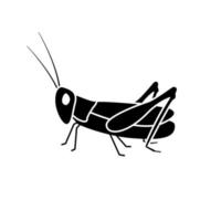 silhouette noire de sauterelle. énorme sauterelle nuisible avec de grandes antennes et des pattes puissantes. collation frite à haute teneur en protéines vectorielles naturelles vecteur