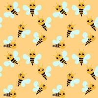 une petite abeille sur fond jaune. beau modèle sans couture avec des abeilles. belle illustration vectorielle pour enfants. idéal pour les tissus pour enfants, les textiles, les emballages. vecteur