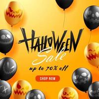 bannière de vente halloween avec design de lettrage vecteur