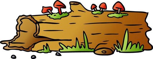 doodle cartoon dégradé d'une bûche d'arbre vecteur