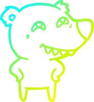 ligne de gradient froid dessin ours de dessin animé montrant des dents vecteur