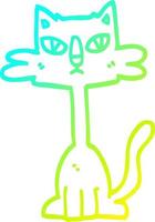 ligne de gradient froid dessinant un chat drôle de dessin animé vecteur