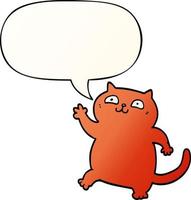 chat de dessin animé et bulle de dialogue dans un style de dégradé lisse vecteur