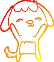 ligne de gradient chaud dessinant un chien de dessin animé heureux vecteur
