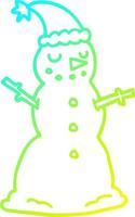 ligne de gradient froid dessin dessin animé noël bonhomme de neige vecteur