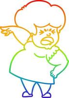 arc en ciel gradient ligne dessin dessin animé femme en colère vecteur