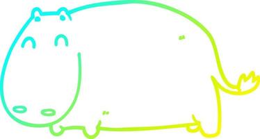 ligne de gradient froid dessinant un hippopotame de dessin animé vecteur