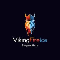 logo d'illustration de glace de feu viking vecteur