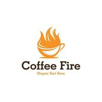 logo simple créatif de feu de café vecteur