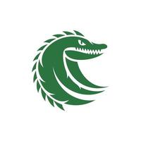 logo animal prédateur de feuille de crocodile vecteur