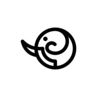 logo animal ligne cercle éléphant vecteur