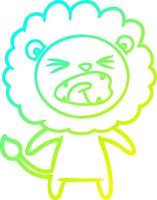 ligne de gradient froid dessin dessin animé lion en colère vecteur