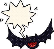 chauve-souris de dessin animé et bulle de dialogue dans le style de la bande dessinée vecteur