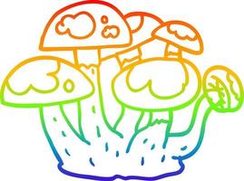 ligne de gradient arc-en-ciel dessinant des champignons de dessin animé vecteur