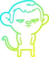 ligne de gradient froid dessinant un singe de dessin animé vecteur
