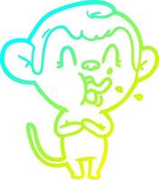 ligne de gradient froid dessinant un singe de dessin animé fou vecteur