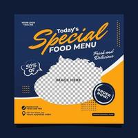 modèle carré de bannière de publication de médias sociaux de promotion de menu de nourriture spéciale vecteur