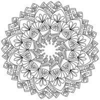 mandala contour avec bouquets de pétales et gouttes, coloriage fantaisie en forme de cadre rond avec motifs vecteur