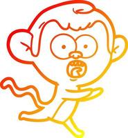 ligne de gradient chaud dessinant un singe choqué de dessin animé vecteur