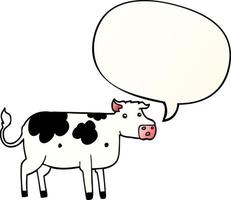 vache de dessin animé et bulle de dialogue dans un style de dégradé lisse vecteur