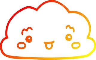 ligne de gradient chaud dessinant un nuage de dessin animé vecteur