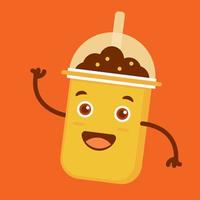 illustration vectorielle personnage de dessin animé graphique de boba milk-shake avec glace et bulle. adapté au contenu des aliments et des boissons. vecteur