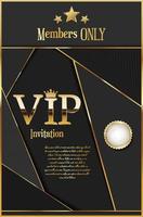 carte d'invitation vip dorée sur fond noir et or foncé vecteur