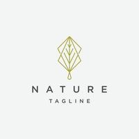 nature feuille ligne logo icône modèle de conception vecteur plat