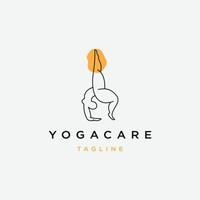 modèle de conception de logo de ligne de soins de yoga vecteur plat