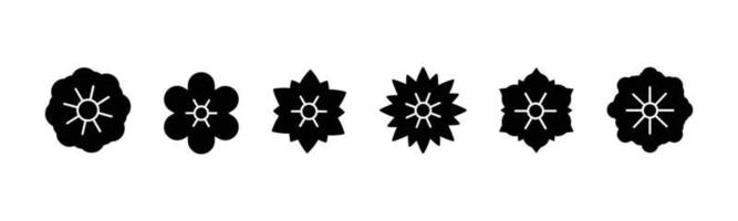 ensemble de lignes d'icônes d'éléments floraux, collection de contours noirs de fleurs vectorielles, fleurs d'art en ligne pour la conception vecteur