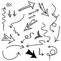 ensemble de flèches dessinées à la main. illustration vectorielle de griffonnage. isolé sur fond blanc. vecteur