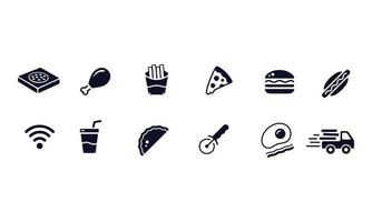conception de vecteur d'icônes de restauration rapide de pizza