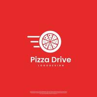 logo de livraison de pizza, combinaison de pizza avec concept de logo de pneu vecteur