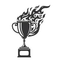 silhouette de logo de feu de trophée chaud. logos ou icônes de conception graphique de sport. illustration vectorielle. vecteur