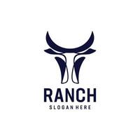 inspiration de conception de logo de ranch à tête de taureau vecteur