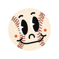 illustration colorée de vecteur de balle de baseball avec un visage mignon souriant isolé sur fond blanc