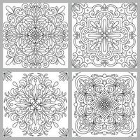 vecteur défini ornement décoratif. motif de carreaux. coloriage. art linéaire.