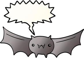 chauve-souris vampire de dessin animé et bulle de dialogue dans un style de dégradé lisse vecteur