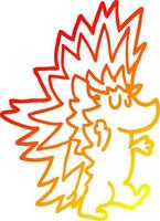 ligne de gradient chaud dessinant un hérisson hérissé de dessin animé vecteur